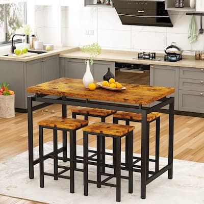 Mieres Modern Farmhouse Counter Height Pub 5-piece Dining Set