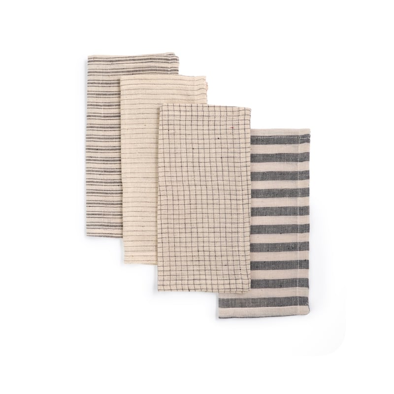 MELANGE Napkins - Handmade Organic Cotton, Fair Trade, Eco-Dyed | Set of 4, 9"x9" by Sustainable Threads -  Set of 4, 9"x9" by Sustainable Threads|Black