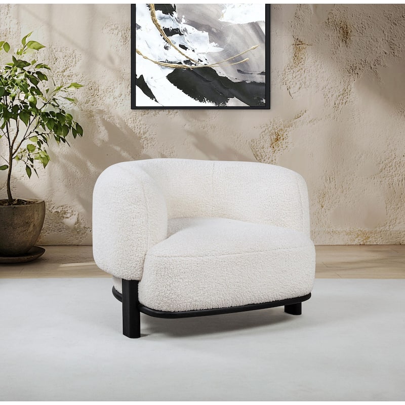 Lawler Upholstered Barrel Back Accent Chair - Ivory/Black