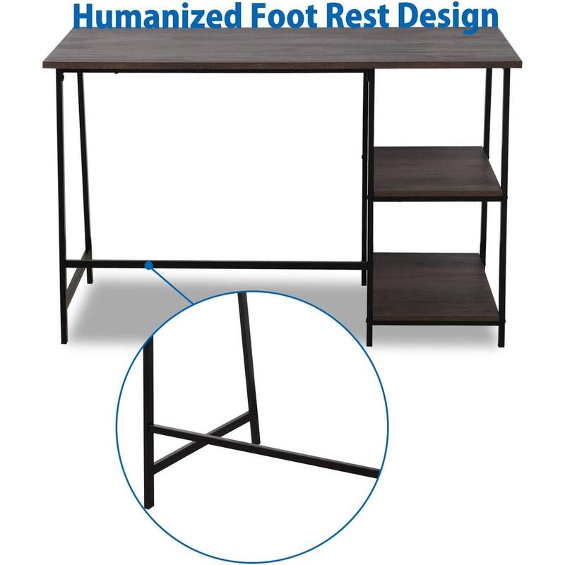 48" Smoky Oak Computer Desk with Storage Shelf Sturdy Writing Workstation for Home Office, Study & Small Spaces