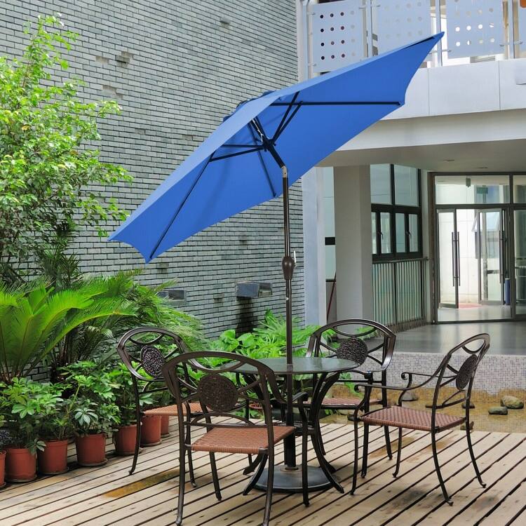 9-Foot Outdoor Market Patio Table Umbrella with Push-Button Tilt and Crank Lift for Sun Shade