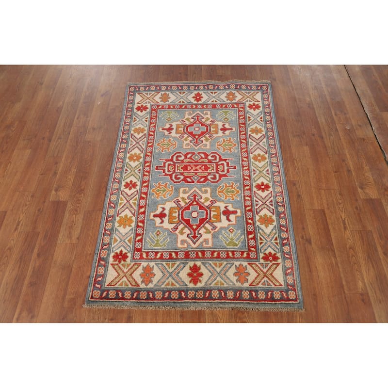 Blue Kazak Foyer Rug Hand-Knotted Accent Wool Carpet - 2'6"x 4'0"