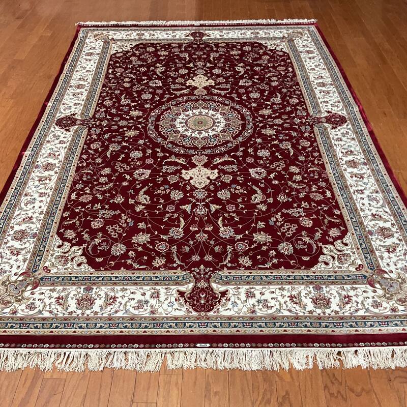 HERAT ORIENTAL Handmade 6'5" x 9'10" Kashmiri Silk Rug - 6'5" x 9'10"