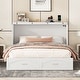 preview thumbnail 10 of 16, Queen Size Murphy Bed Wall Bed w/ Drawer & Sockets & USB Ports White