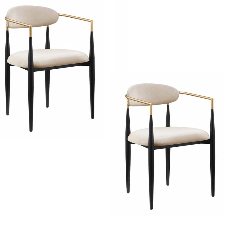 Black and Gold/Taupe Fabric Upholstered Metal Frame Dining Chair, Set of 2, Sturdy Dining Chair for Dining Rooms - 22.75
