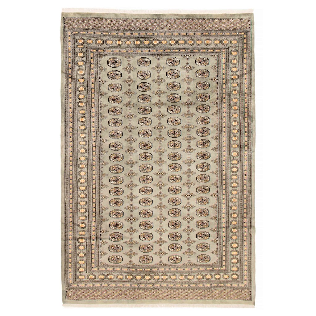Finest Peshawar Bokhara Green Rug 6'8" x 9'11" - 6'8 x 9'11