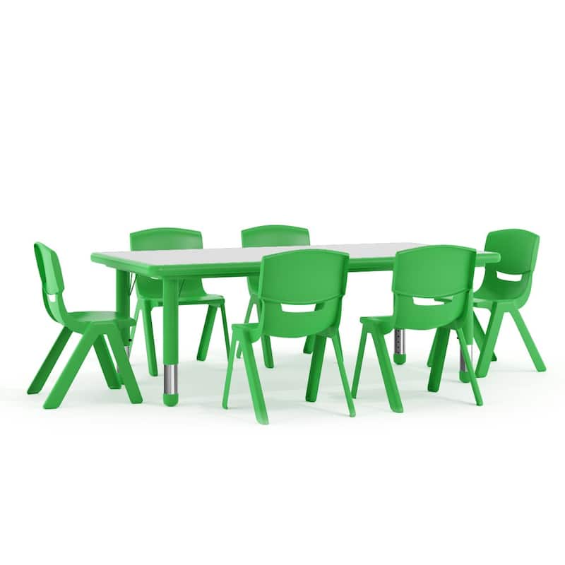 23.625"W x 47.25"L Rectangle Plastic Activity Table Set with 6 Chairs