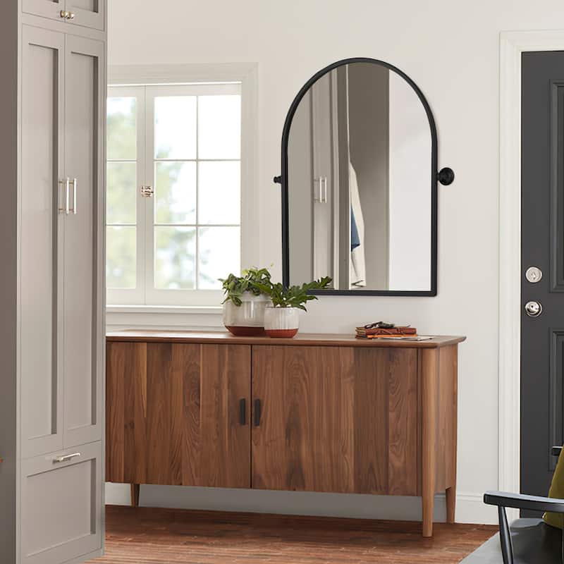 Arched Vintage Pivoting Wall Mirror 36"H×24"W - Black