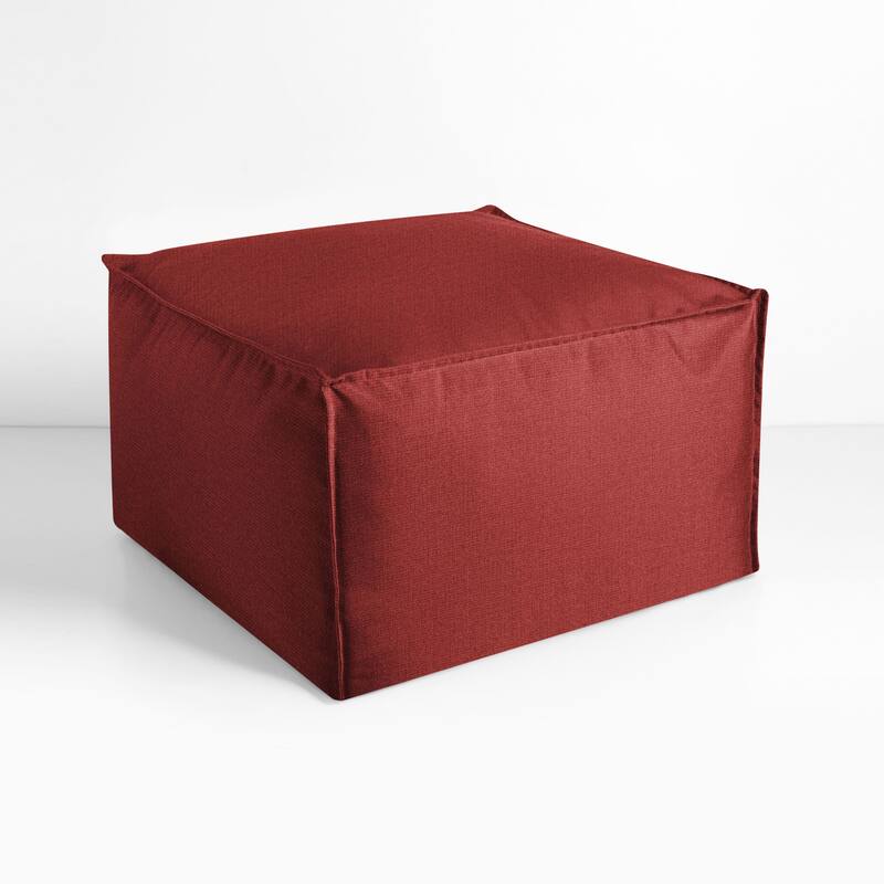 Sorra Home Sunbrella Outdoor Top Stitch Solid Bean Pouf