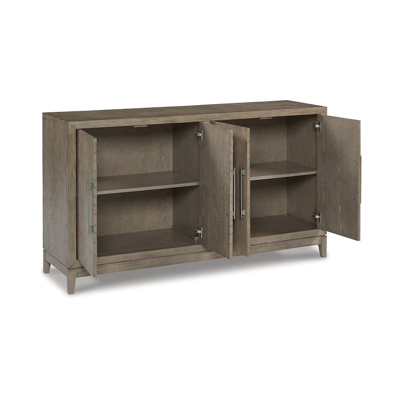Signature Design by Ashley Chrestner Gray/Brown Dining Server - 64"W x 18"D x 36"H