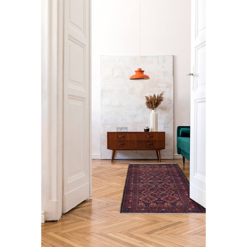 ECARPETGALLERY Hand-knotted Teimani Black, Red Wool Rug - 3'3 x 6'10