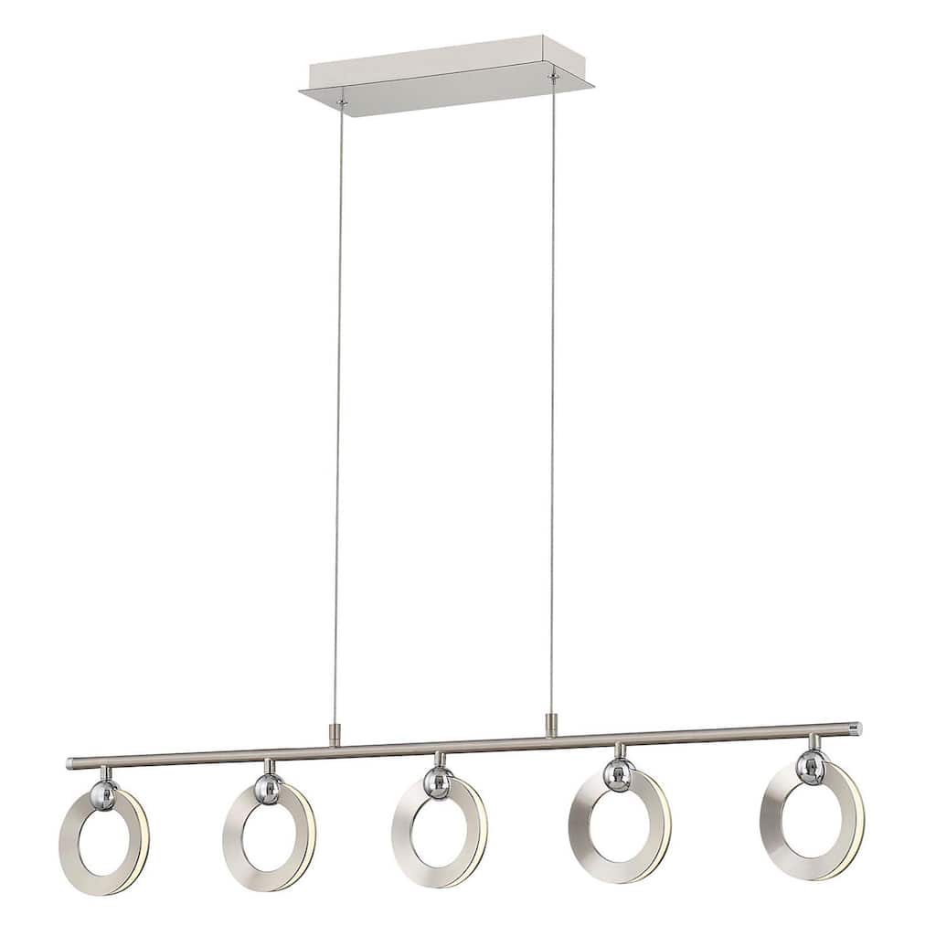 Justice Design Group Hermosa LED 5-Light Linear Chandelier - Brushed Nickel w/ Chrome Accents Finish
