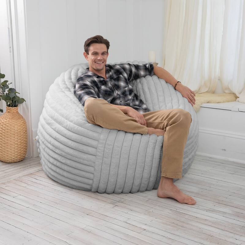 Jaxx Saxx 5 Foot Large Bean Bag Chair w/ Removable Cover for Adults, Mondo Fur