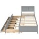 preview thumbnail 24 of 39, Twin Bed with USB, Type-C Ports, LED Lights & Trundle - Bookcase Headboard