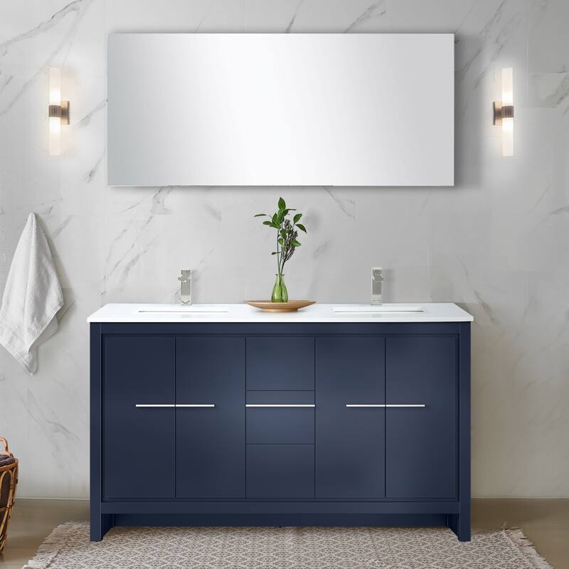 Lafarre Bath Vanity Quartz Top, Sink, Mirror & Brushed Nickel Faucet