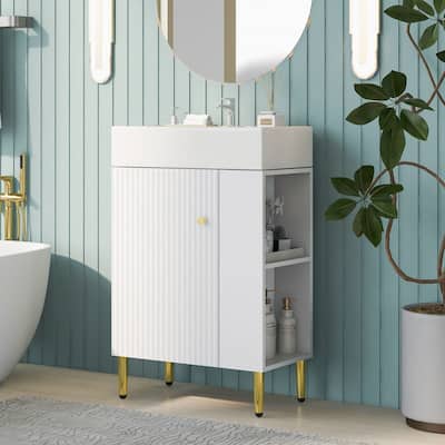 21.6" Bathroom Vanity, Combo Cabinet, with Single Ceramic Sink