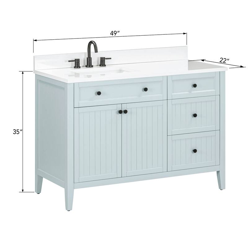 Avanity LAYLA-VS49-WT Layla 48" Free Standing Single Basin Vanity Set - Ice Blue