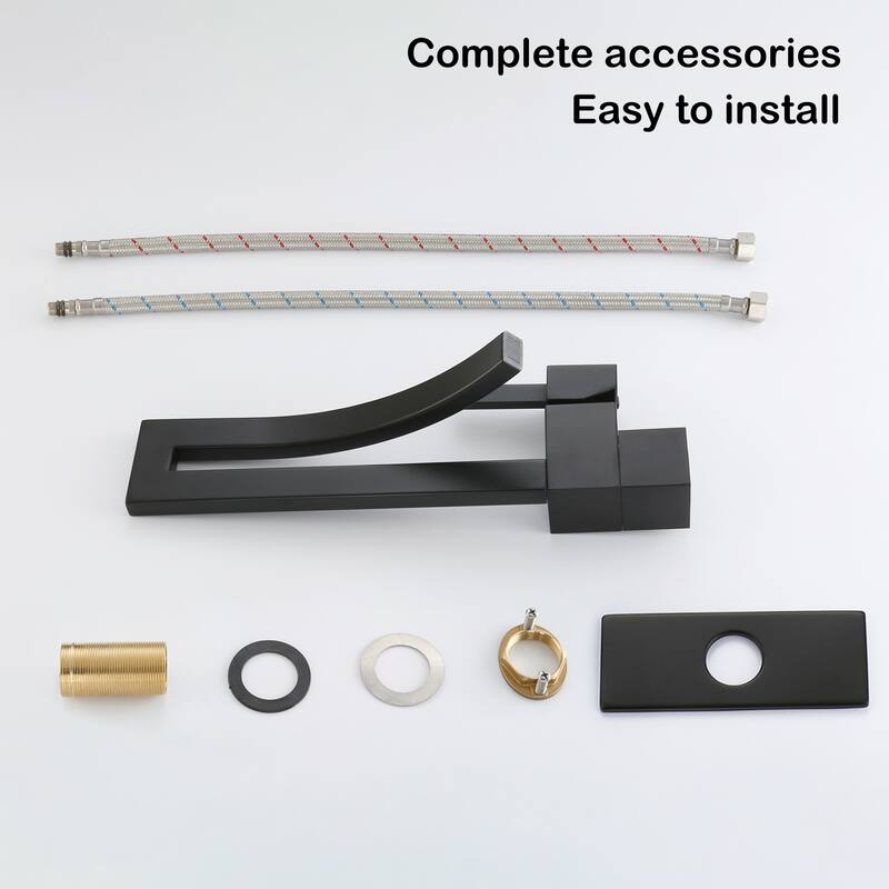 Modland Black/Gold Bathroom Sink Faucet Single Hole, Single Handle, Brass, Waterfall Design - Ideal for Bathroom Sinks