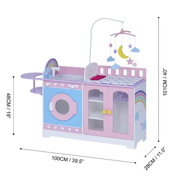 Olivia's Little World 6-in-1 Baby Doll Changing Station, Pink/Purple - 39.49" L x 10.98" W x 24.76" H