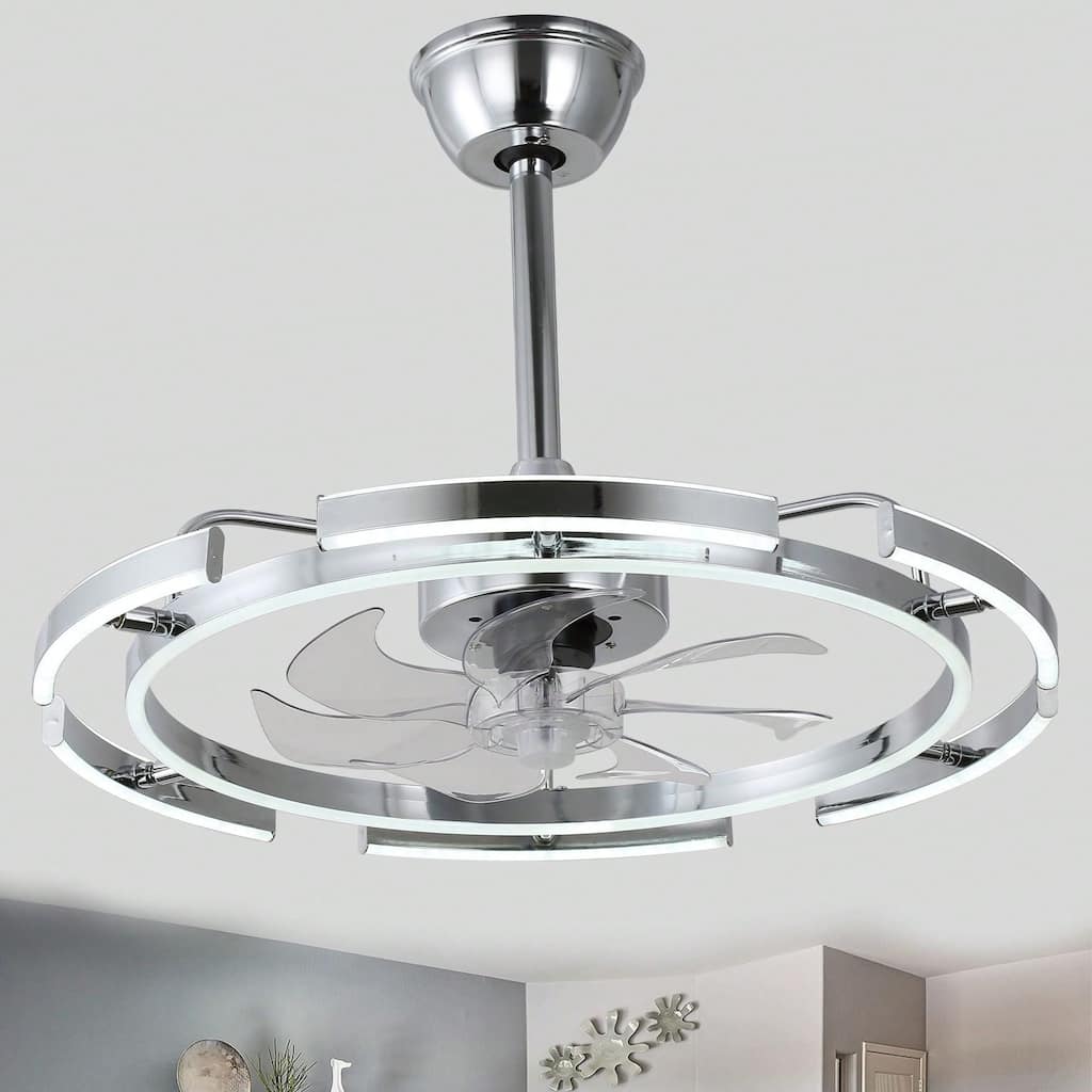 Cusp Barn 24-Inch Dimmable LED 6-DIY Shape Smart Ceiling Fan With Light, 6-Speed Reversible Ceiling Fan Light With Remote