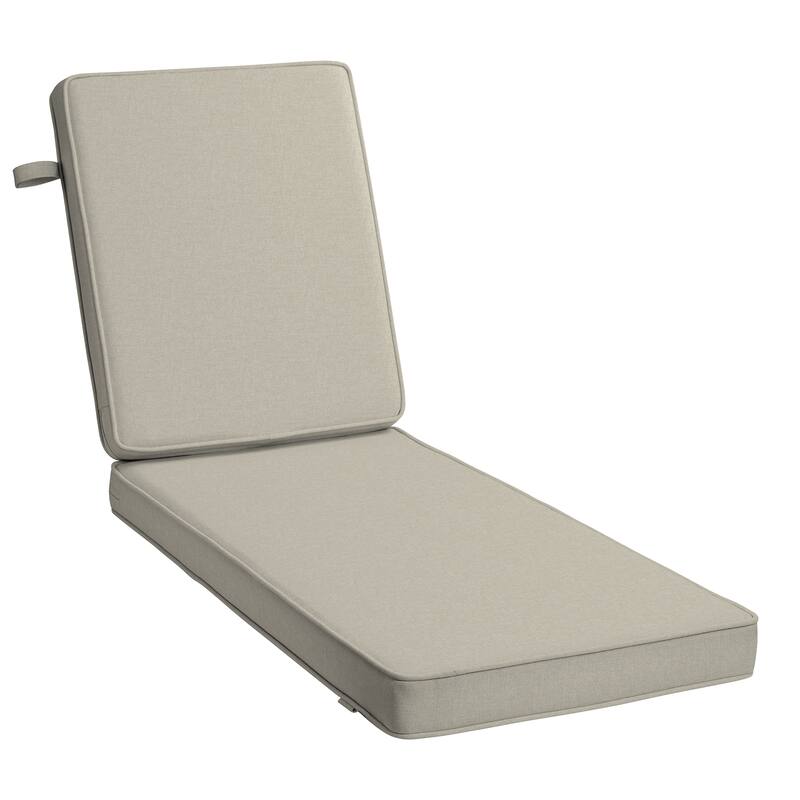 ARDEN Foam Outdoor Double Welted Chaise Lounge Cushion, 21 x 72 - Heathered Taupe Woven Solid
