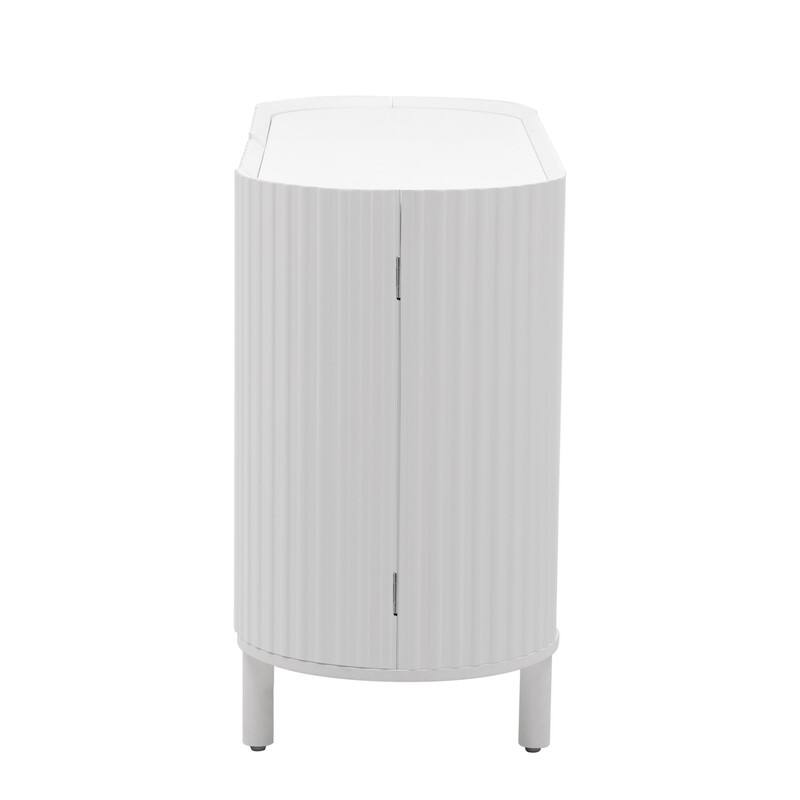 Light Luxury Sideboard with Adjustable Shelves, Curved Design Storage Buffet Cabinet for Living Room/Kitchen/Entryway/Hallway