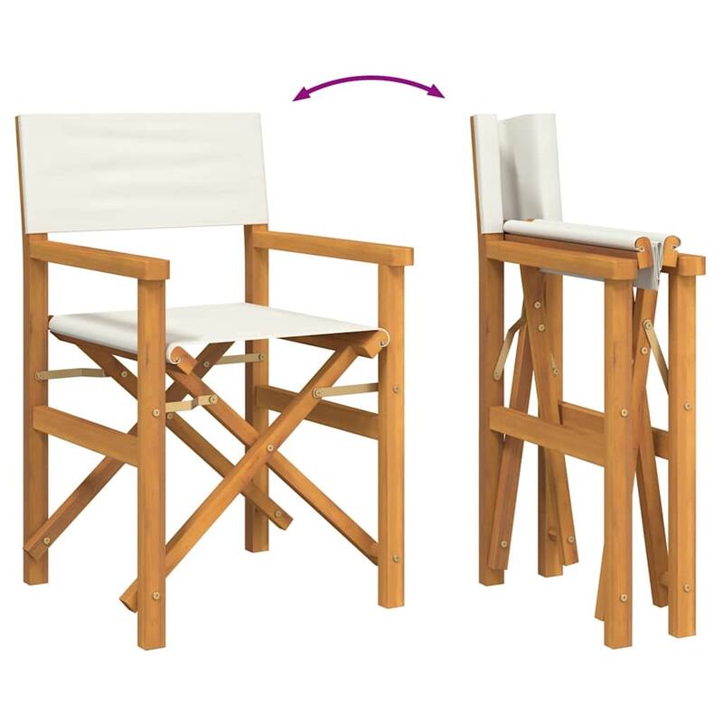 vidaXL Director's Chair Set of 2 Cream, Teak Solid Teak wood, Polyester - 21.5 x 22.4 x 33.5 in