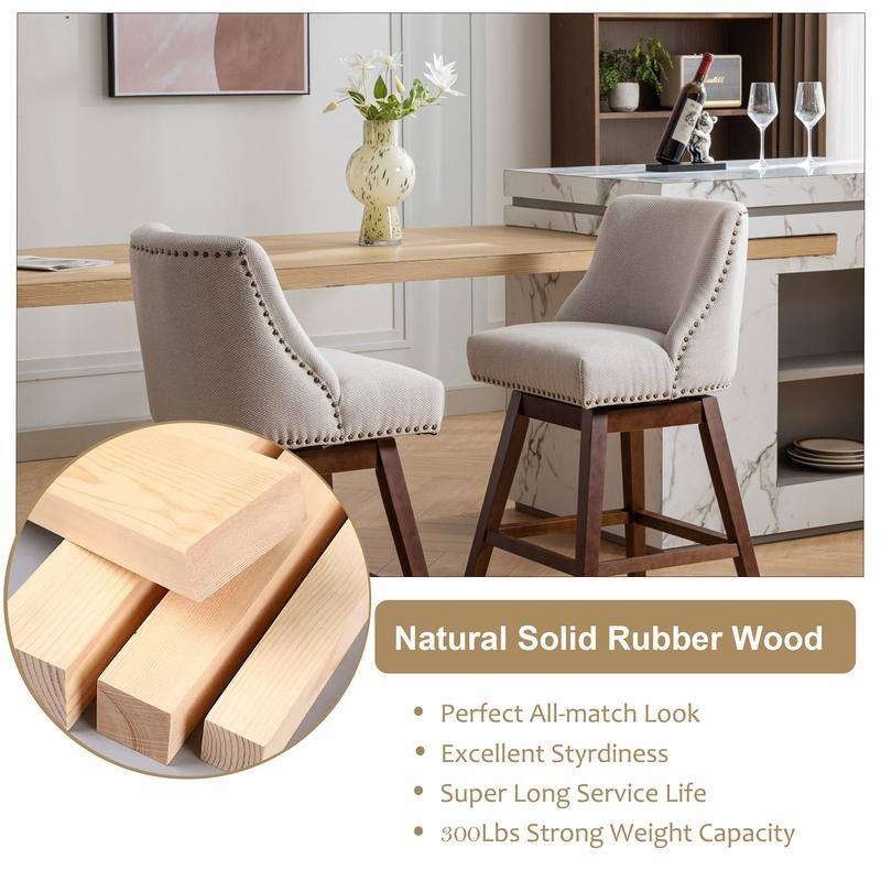 Counter Height Swivel Nail Head Upholstered Barstools Set of 4