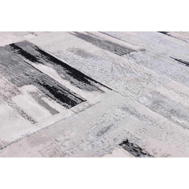 Nevada Collection Abstract Gray/Black Neutral Area Rug