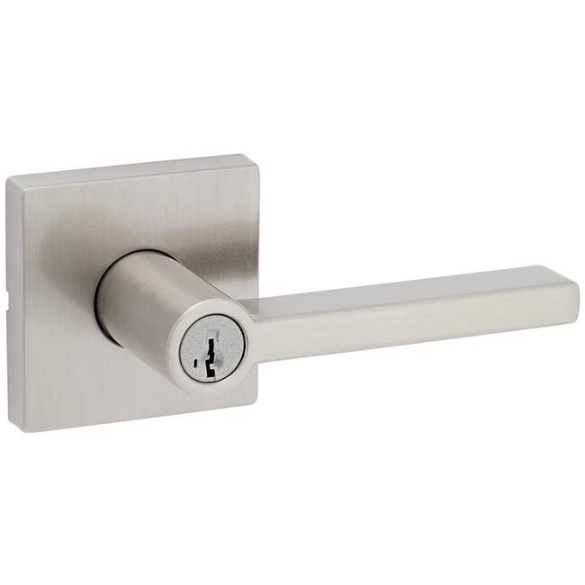 Kwikset Halifax Single Cylinder Keyed Entry Door Lever Set with Square - Satin Nickel
