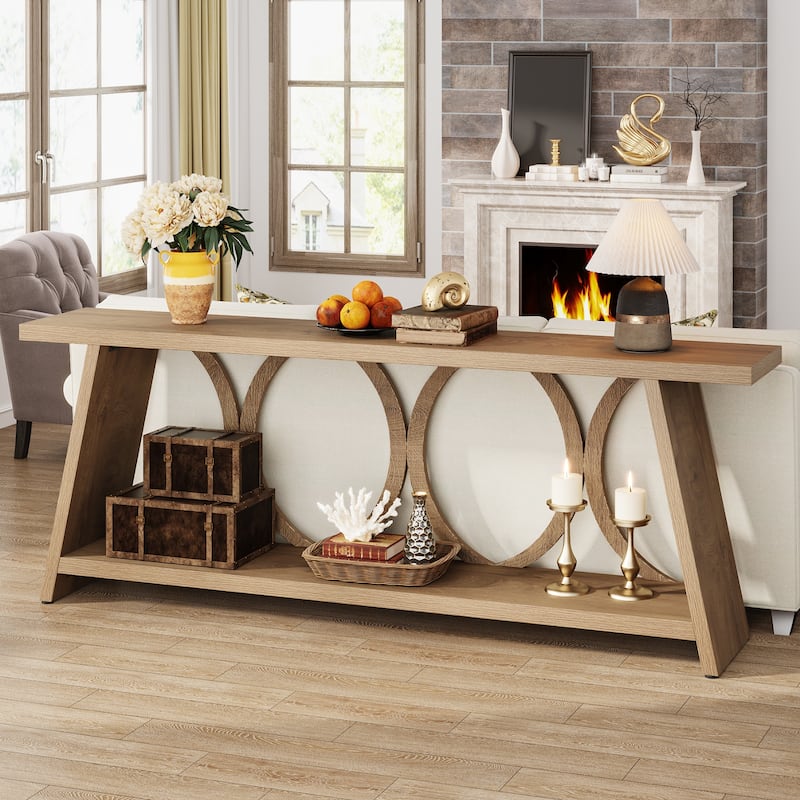 70.8 Inches Rustic Console Table with Storage Shelf for Entryway - 11.61" W x 70.8" L x 31.49"H