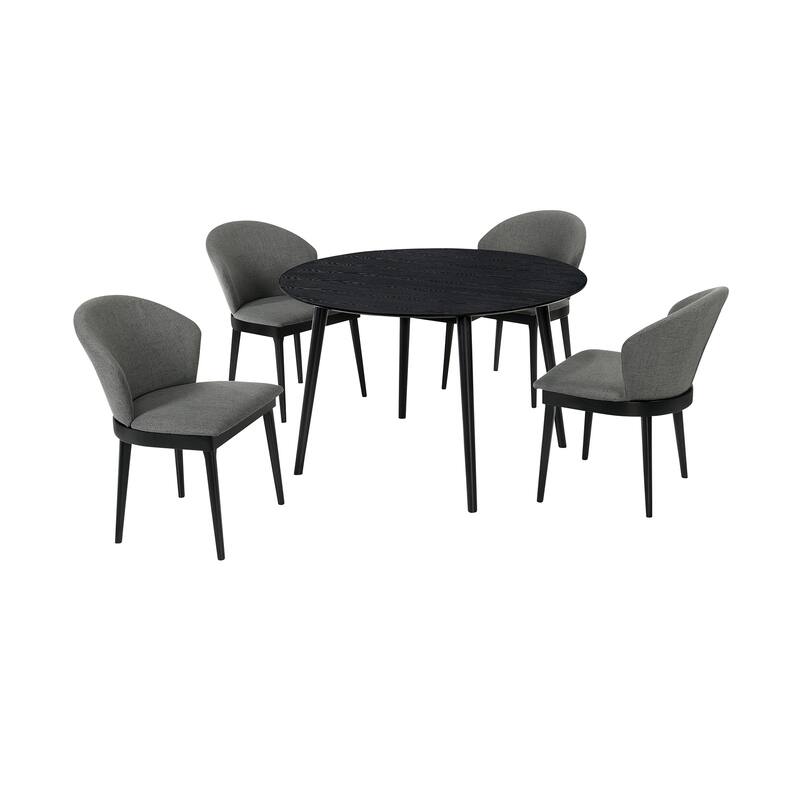 Arcadia and Juno 48" Round Wood 5 Piece Dining Set