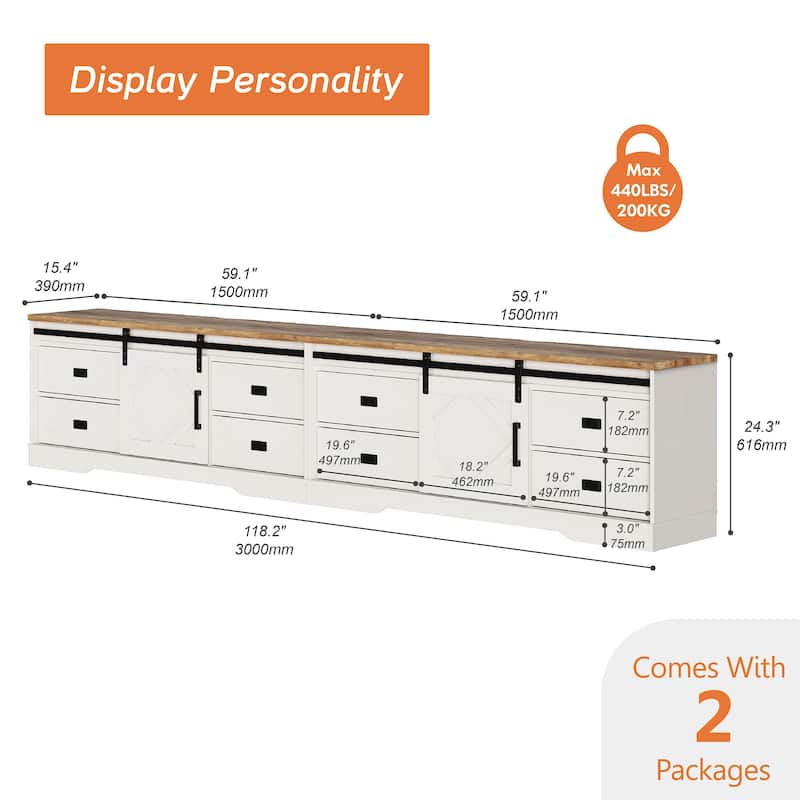 Modern Farmhouse TV Stand for up to 85" 110" 140" TVs