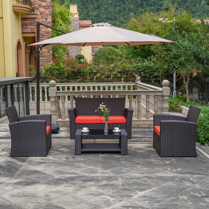 Grandview Outdoor 4-piece Grey Wicker Conversation Set