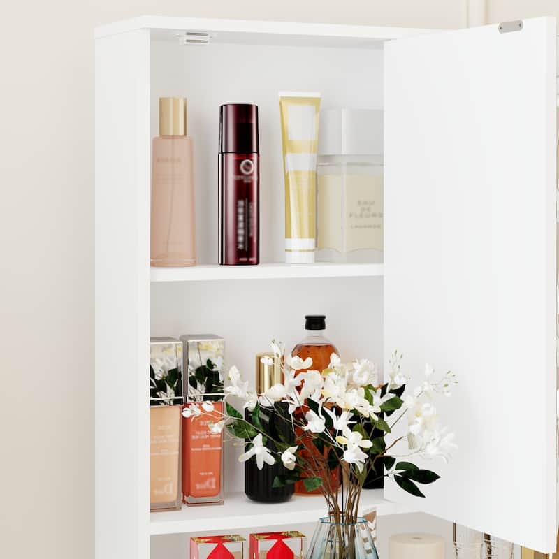 Modern White Makeup Vanity Fold Mirror Adjustable Lighting Dressing - 40.2"x54.1"
