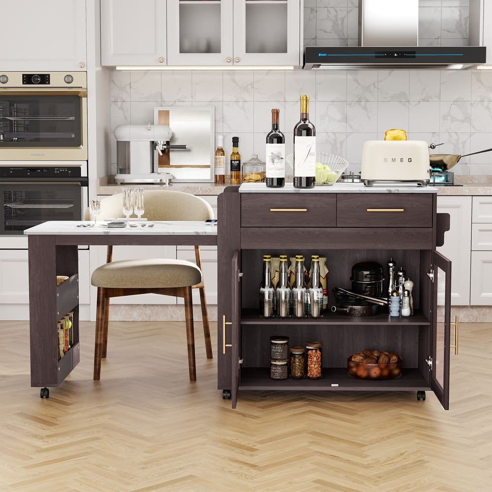 71'' Kitchen Island with Extendable Table