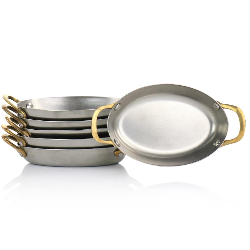 Martha Stewart 6Pc Mini Vintage Oval Au Gratin Pan Set with Brass - Silver