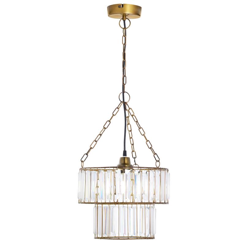 Octavius River of Goods Gold and Clear Metal and Glass Adjustable Drop Height 12-Inch Hanging Pendant Light