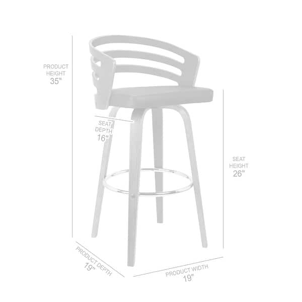 dimension image slide 1 of 2, Carbon Loft Evan Swivel Bar Stool in Black Brush Wood and Grey Faux Leather