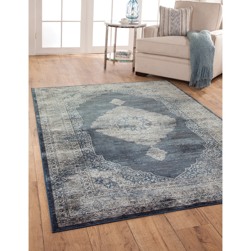 Samuel Navy Blue/Silver Area Rug - 9' x 12'