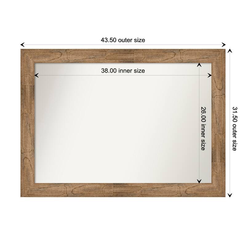 Owl Brown Framed Non-Beveled Custom Wall Mirror, Bathroom Vanity Mirror - Outer Size: 43.5 x 31.5