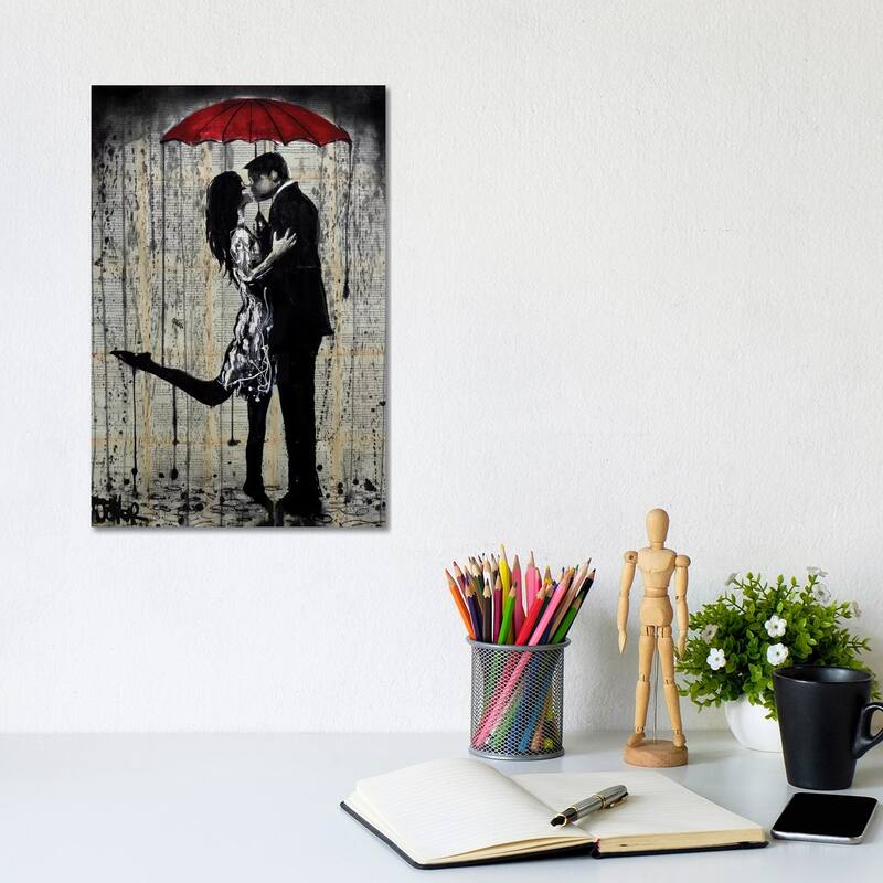 iCanvas "Rainy Hearts" by Loui Jover Canvas Print - 12x8x0.75
