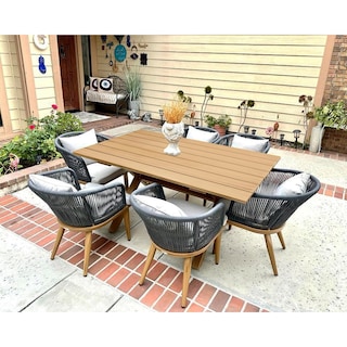 PURPLE LEAF Outdoor Dining Set for Garden Deck Wicker Table and Chairs Set-11 Piece