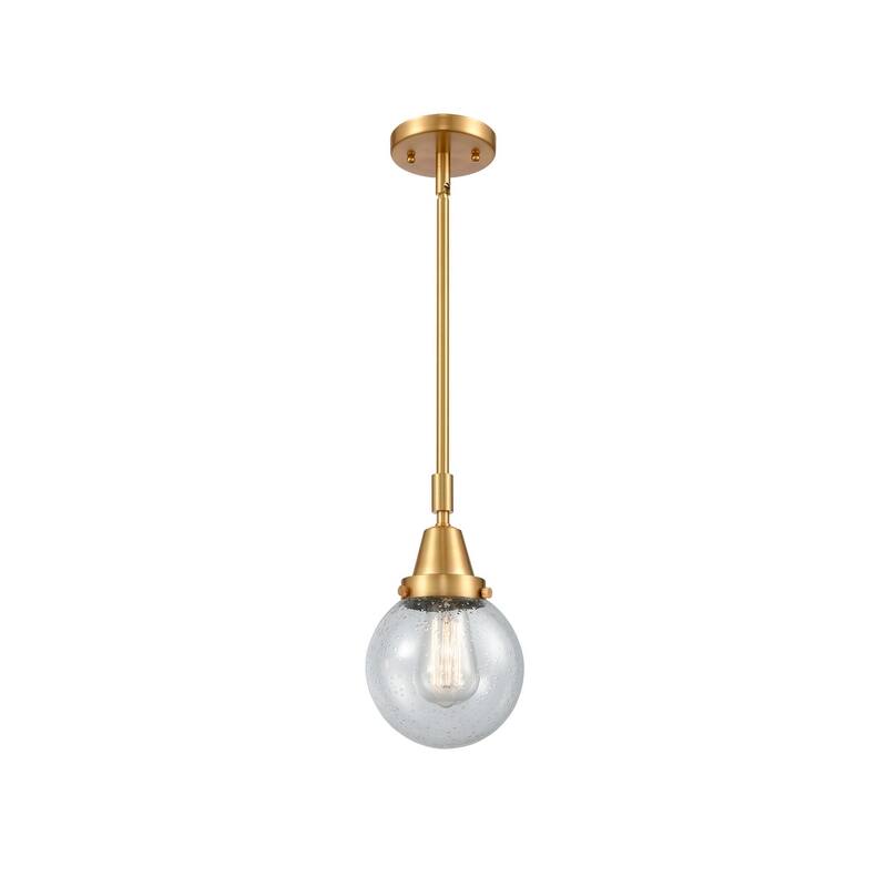 Innovations Lighting 447-1S-11-6 Beacon Pendant Beacon 6" Wide Mini - Satin Gold / Seedy