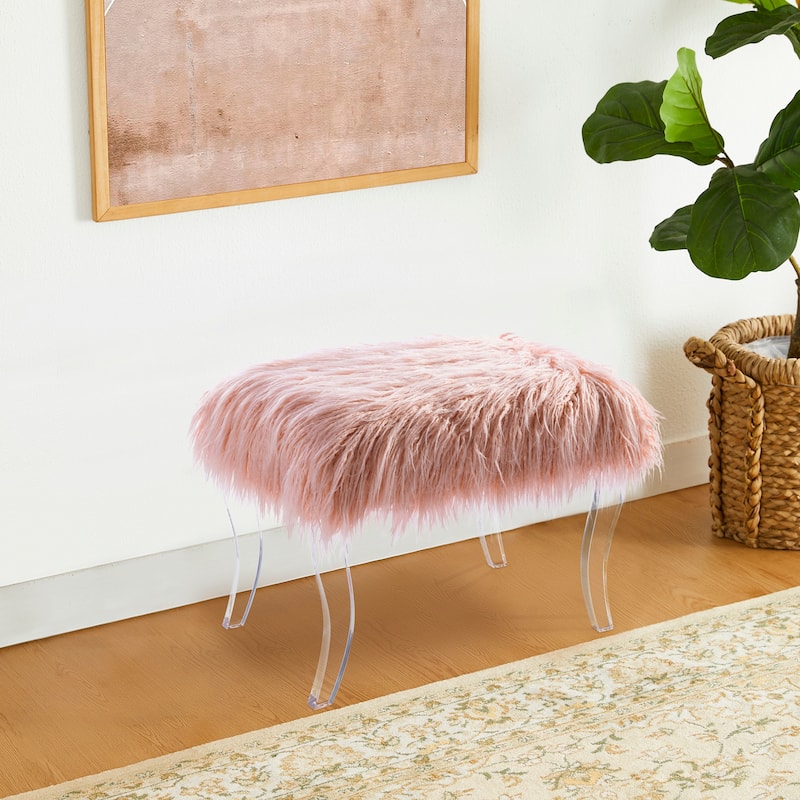 Glitzhome 24"L Modern Luxury Acrylic Ottoman Bench