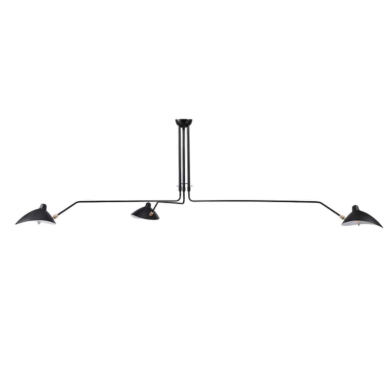 3-Arm Wide Industrial Pivoting Novelty Black Shaded Flush Mount