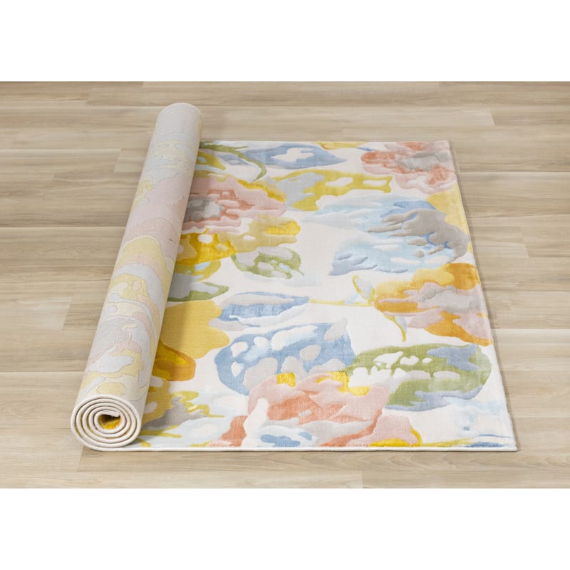 Bloom Collection - Colorful Spring Flowers Area Rug, 5'3" x 7'7"