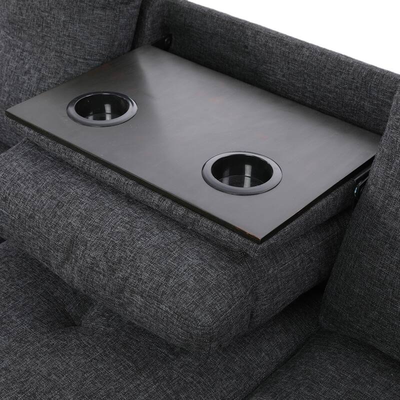 Black Grey Linen 3-Piece Sofa Living Room Sofa Set
