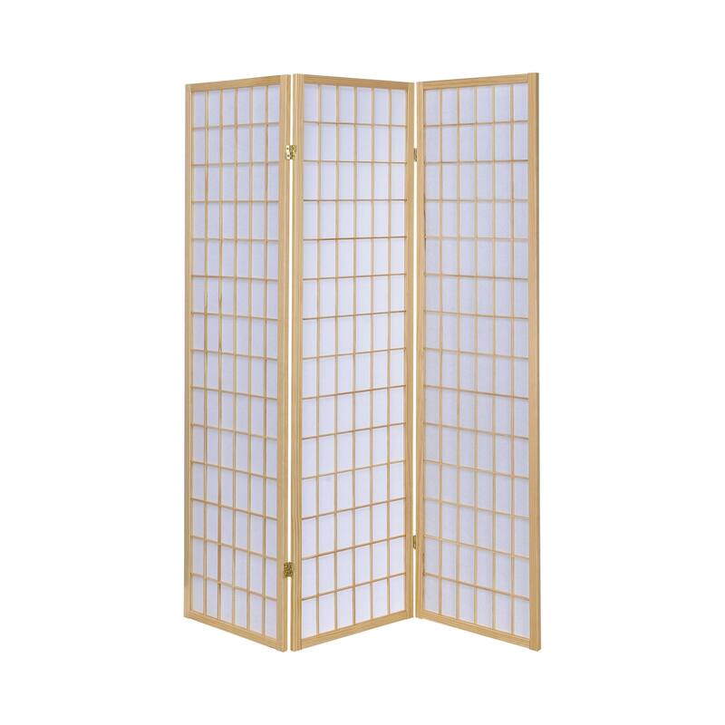 3-Panel Folding Screen in Natural and White - Natural and White