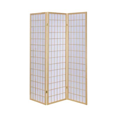 3-Panel Folding Screen in Natural and White